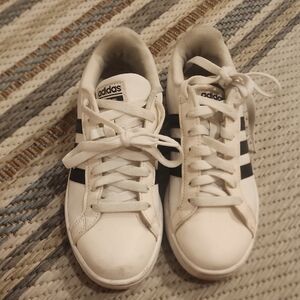 Adidas Classic White with Black Stripes Sneakers